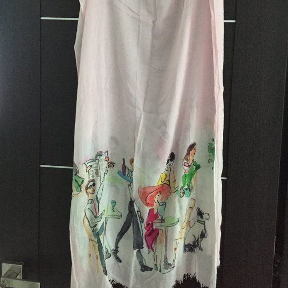 Kate Spade Cafe Scene Pink Scarf/Wrap, no tags - Picture 2 of 2